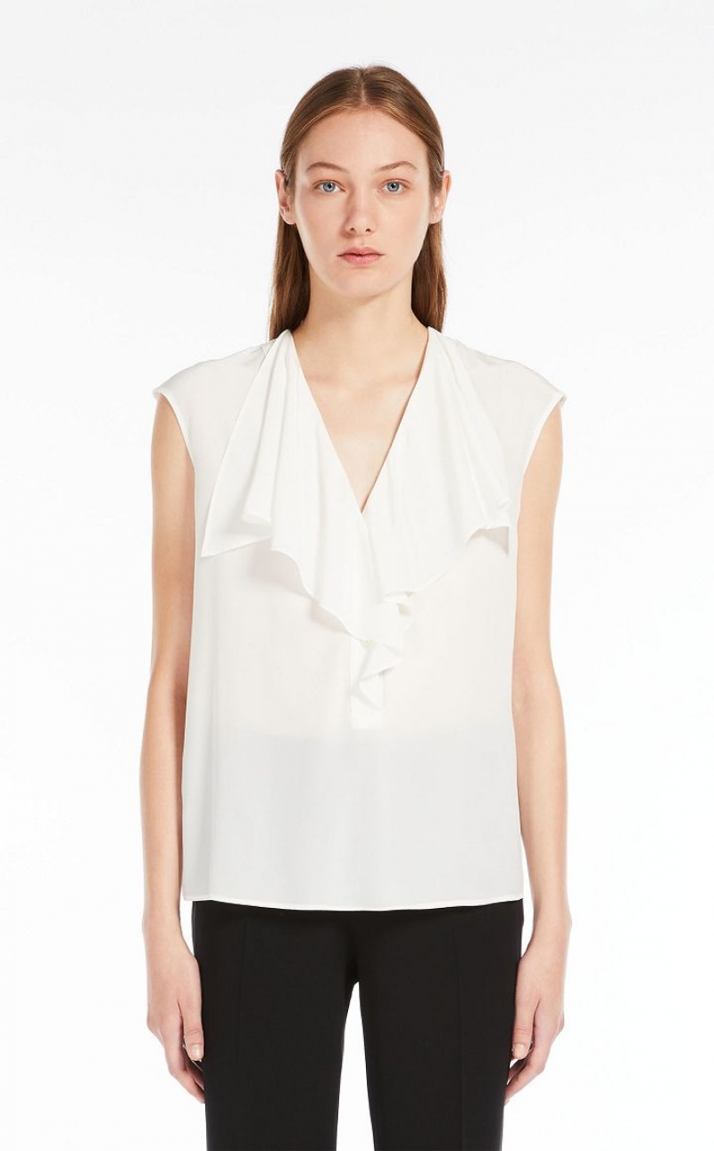 SILK MaxMara Crepe De Chine Ruffle Blouses | MMR593580