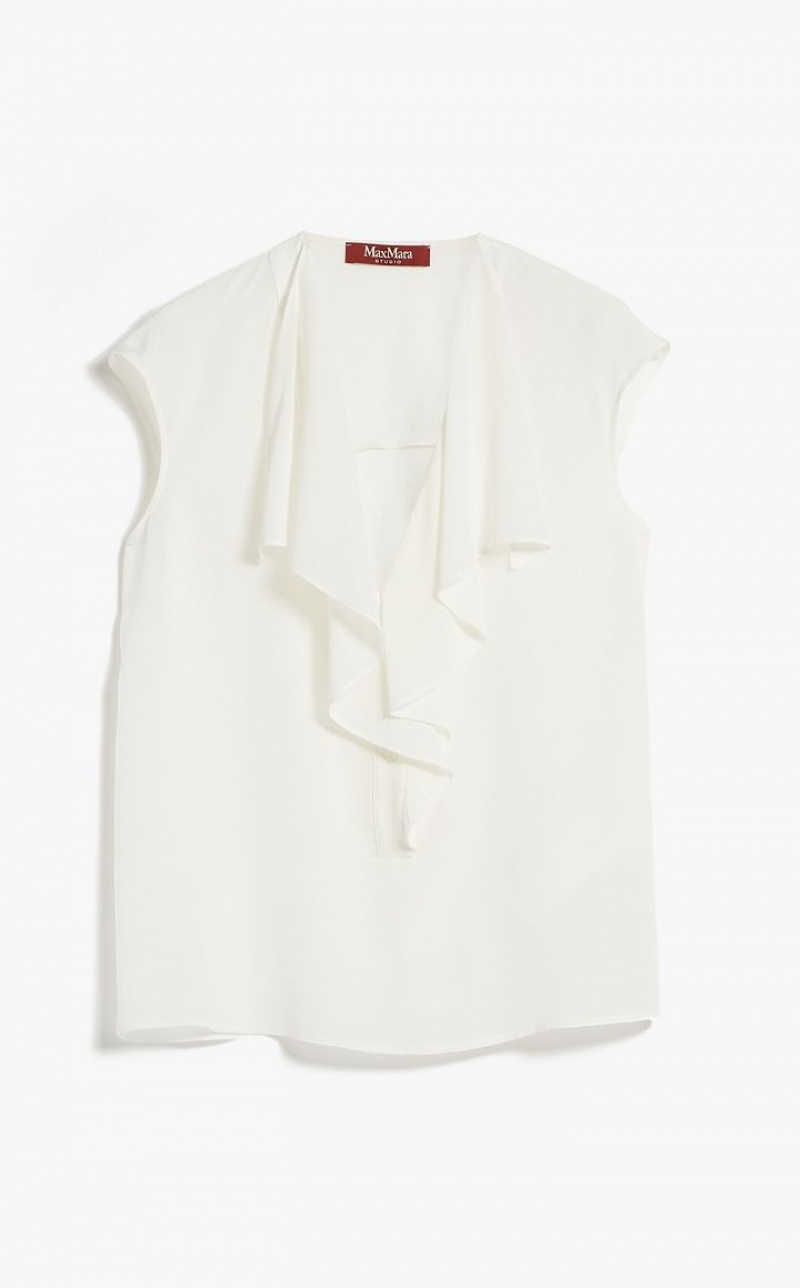 SILK MaxMara Crepe De Chine Ruffle Blouses | MMR593580