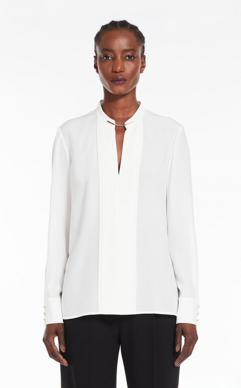 SILK MaxMara Ribbed Crepe De Chine Blouses | MMR593619