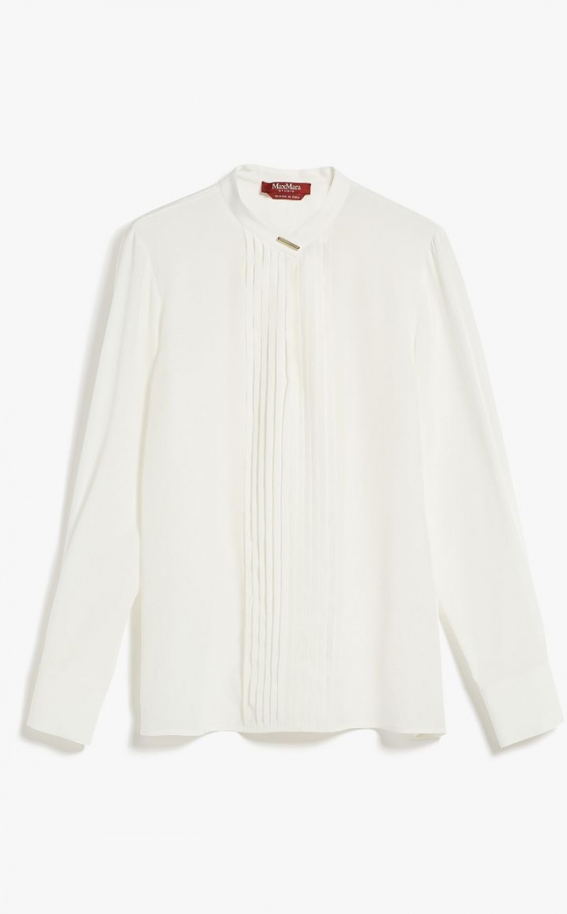 SILK MaxMara Ribbed Crepe De Chine Blouses | MMR593619