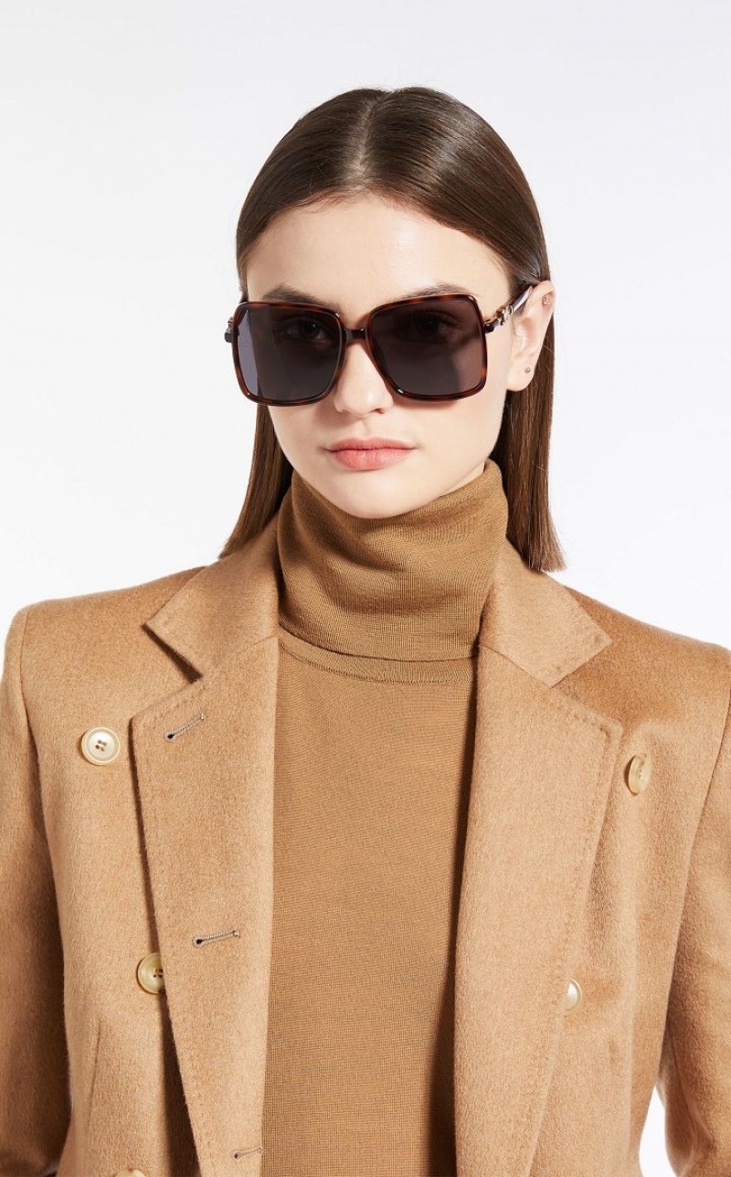 TAWNY BRONZE BROWN MaxMara Oversized Sunglasses | MMR594294