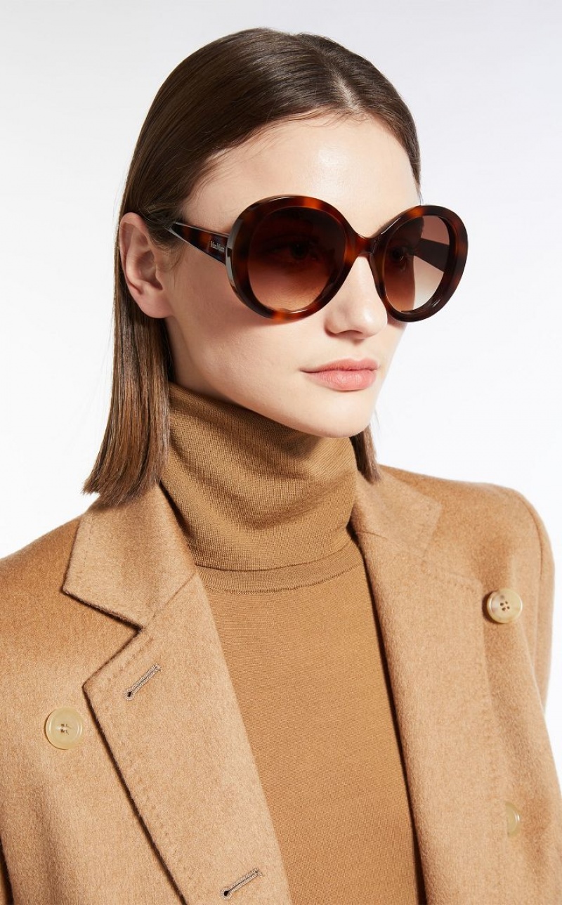 TAWNY SAND MaxMara Oversized Round Sunglasses | MMR594302