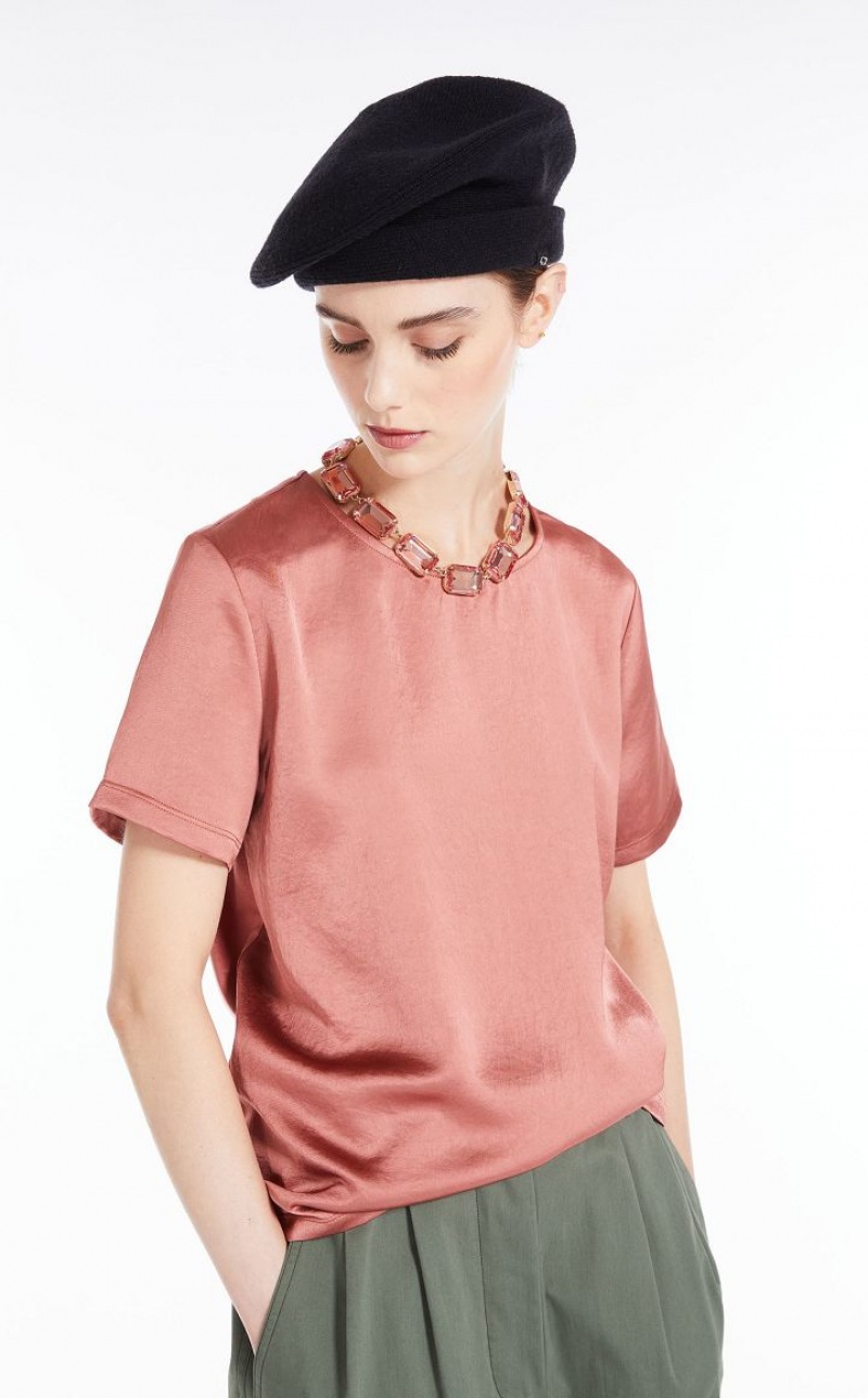 TERRA COTTA MaxMara Satin And Jersey Tops | MMR593651