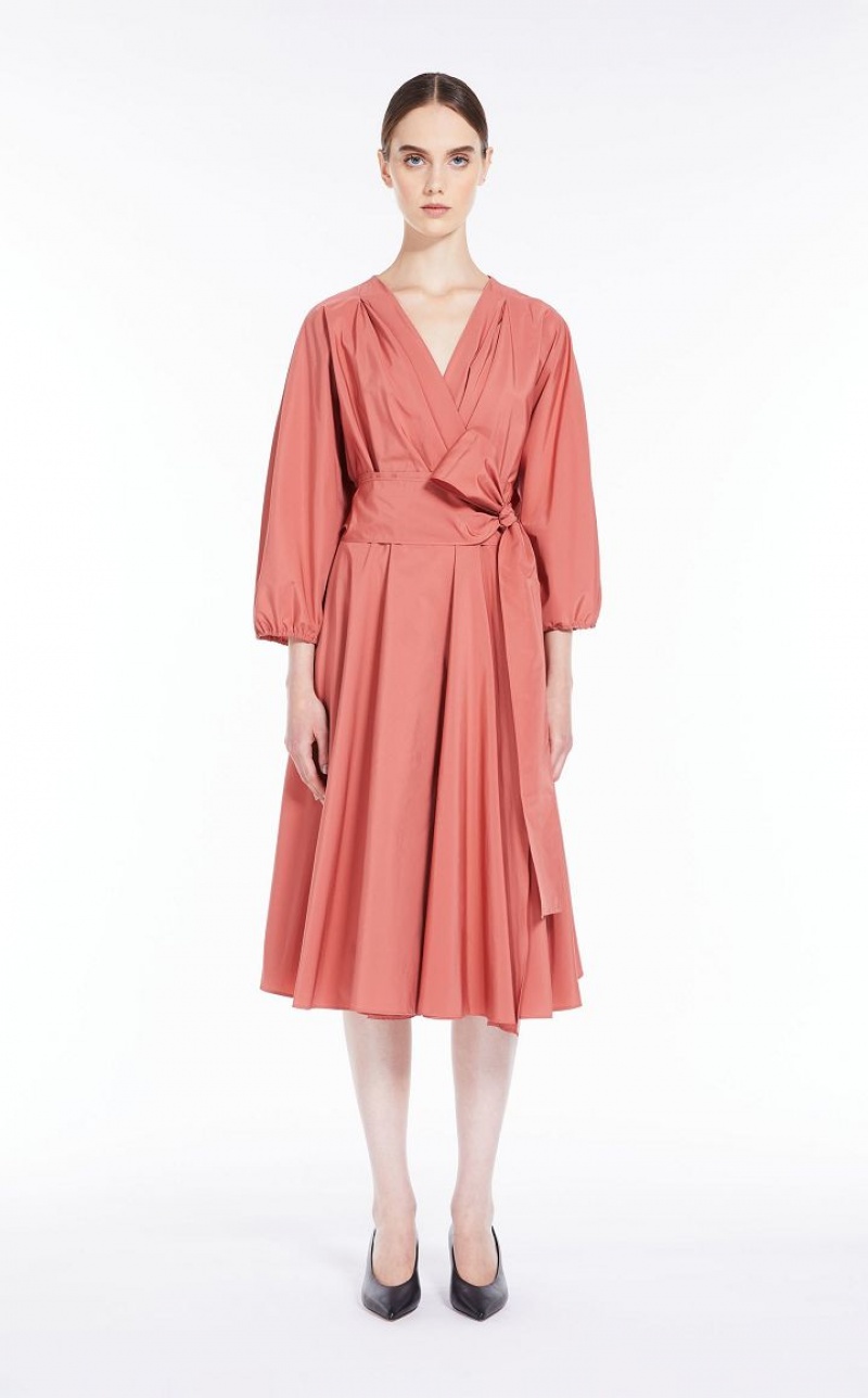 TERRA COTTA MaxMara Taffeta Wrap Dresses | MMR593364