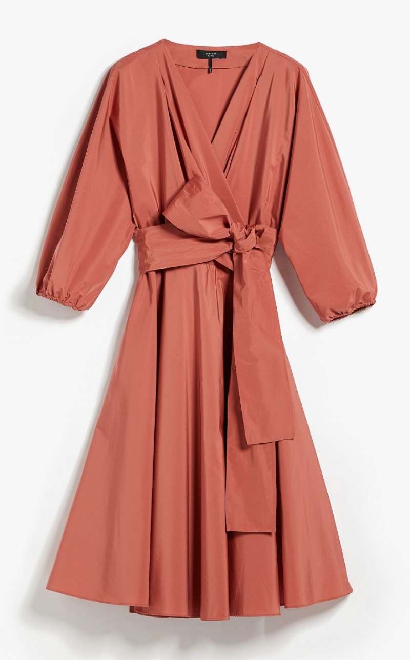 TERRA COTTA MaxMara Taffeta Wrap Dresses | MMR593364