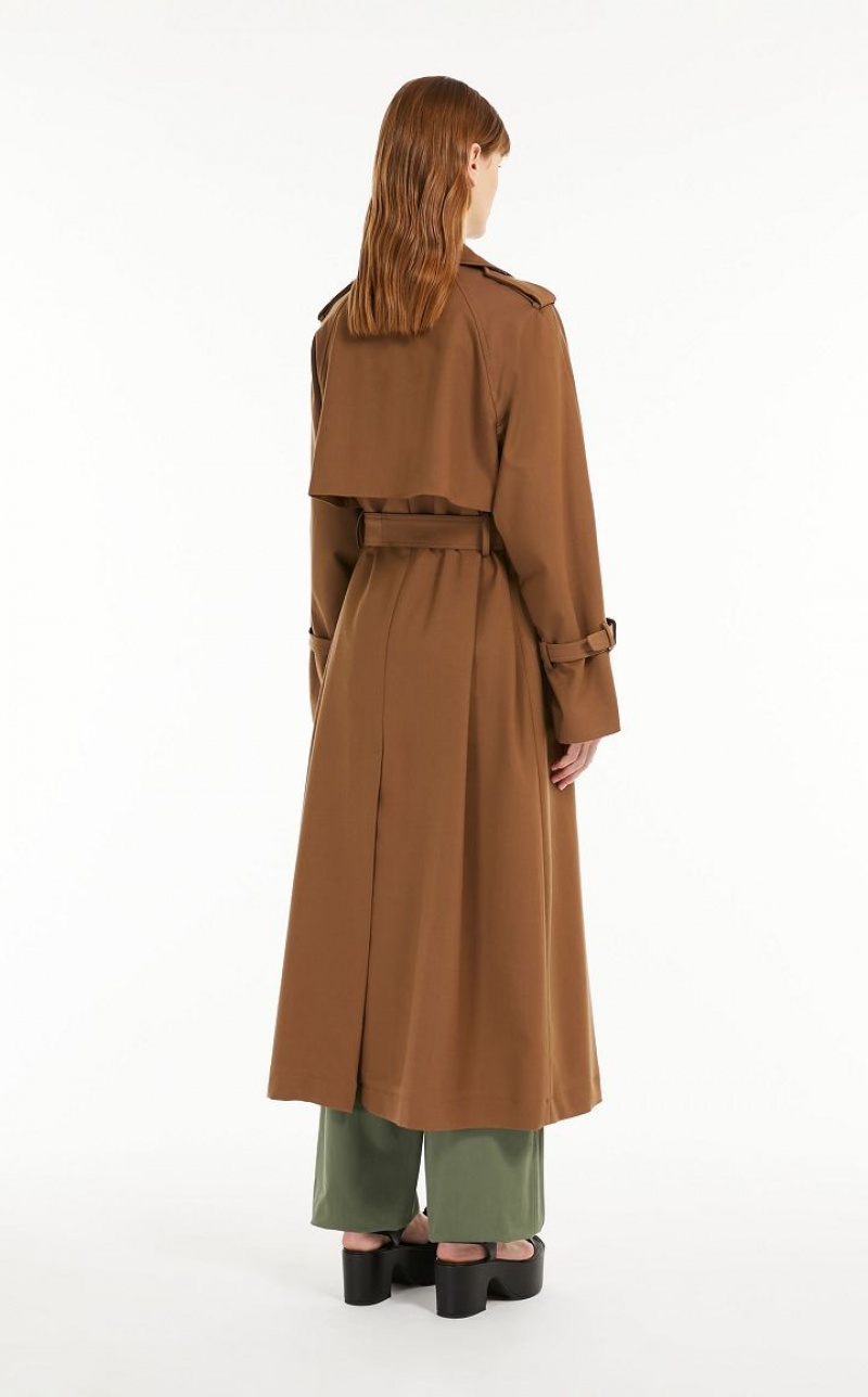 TOBACCO MaxMara Belted In Showerproof Fabric Trench | MMR593941