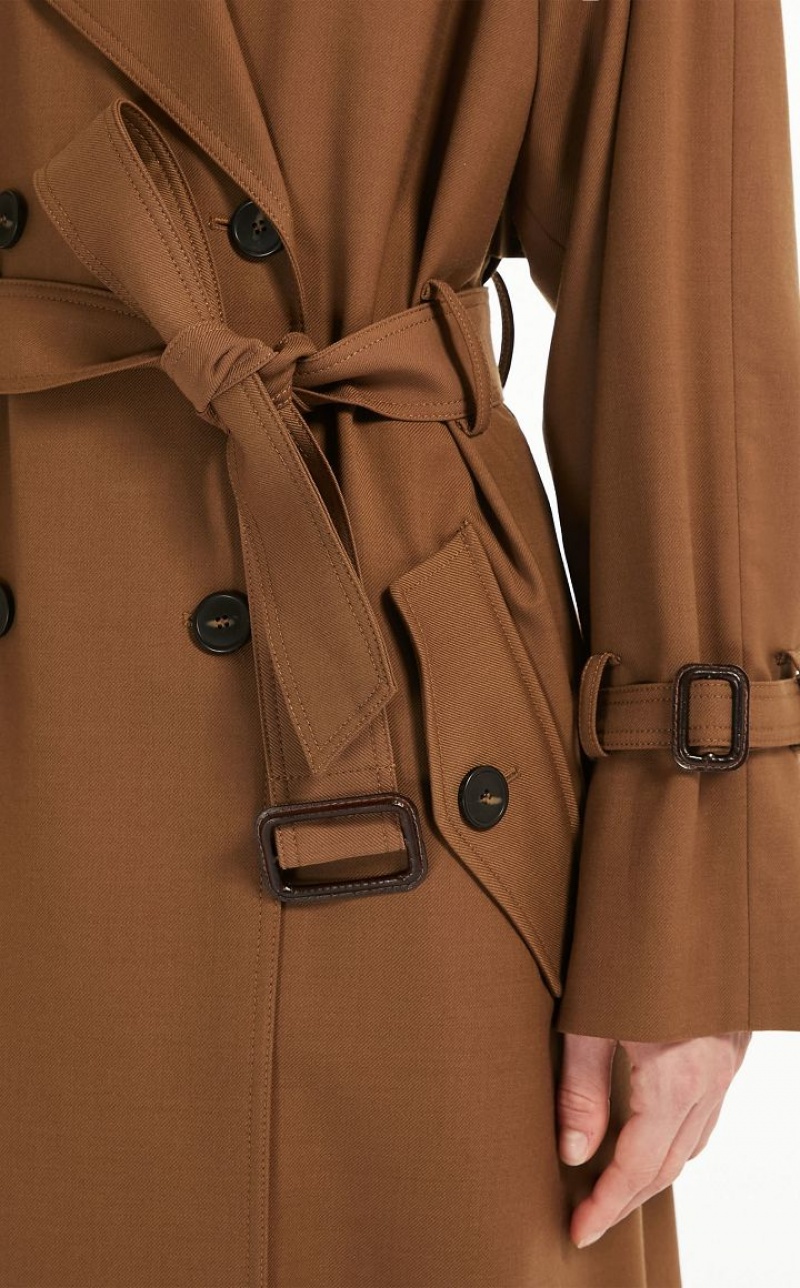 TOBACCO MaxMara Belted In Showerproof Fabric Trench | MMR593941