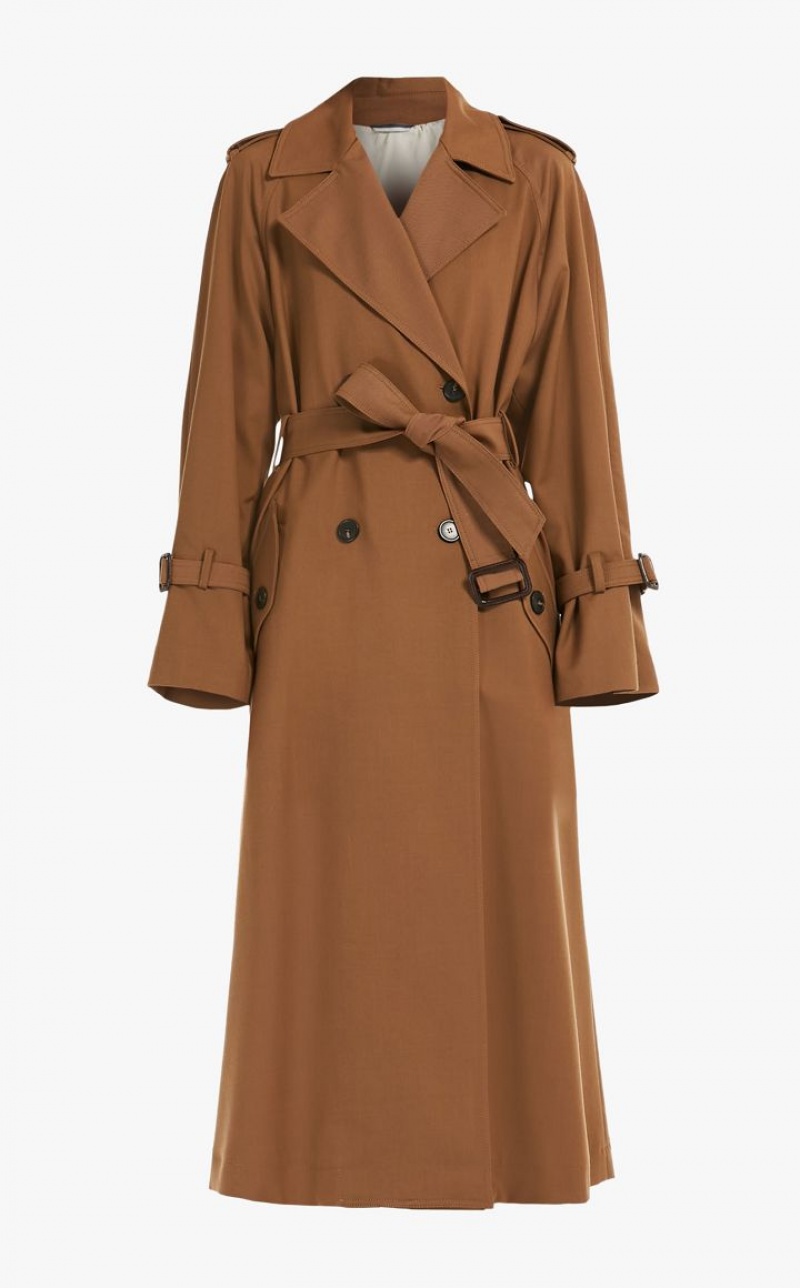 TOBACCO MaxMara Belted In Showerproof Fabric Trench | MMR593941