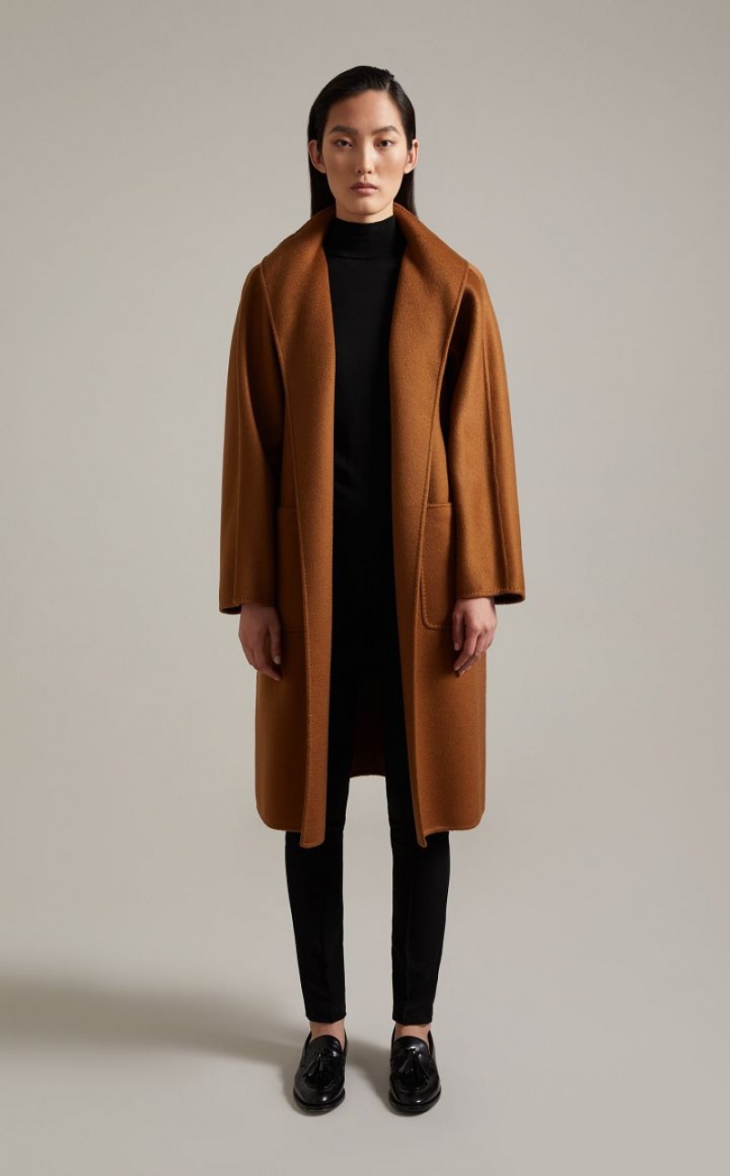 TOBACCO MaxMara Cashmere Cardigan Coats | MMR593925