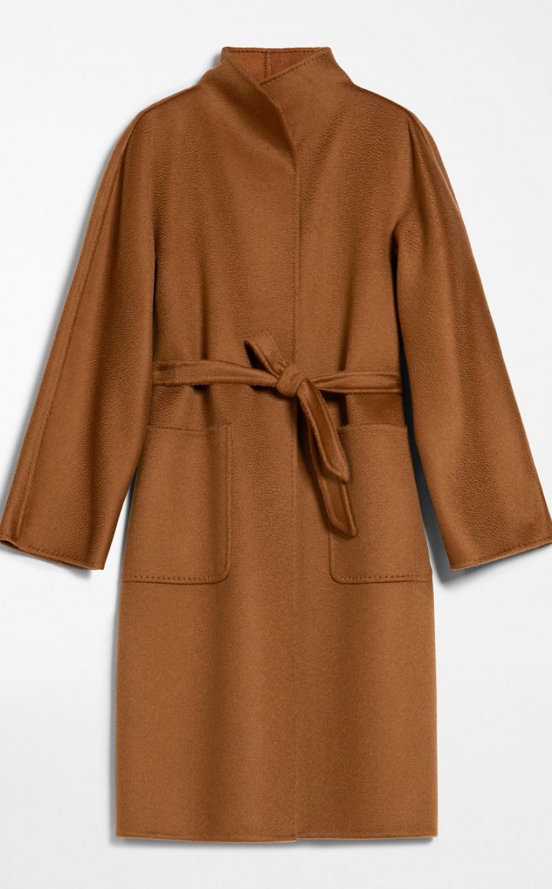 TOBACCO MaxMara Cashmere Cardigan Coats | MMR593925