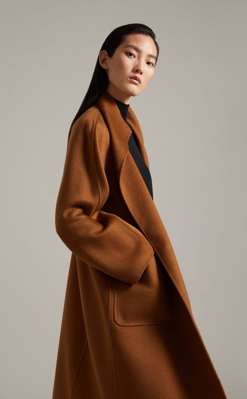 TOBACCO MaxMara Cashmere Cardigan Coats | MMR593925