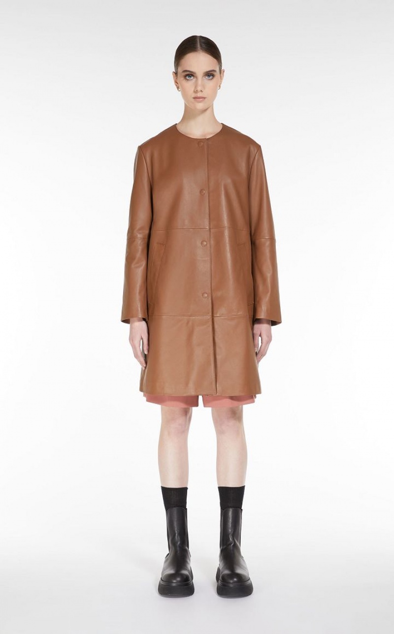 TOBACCO MaxMara Duster Coat Leather | MMR594017