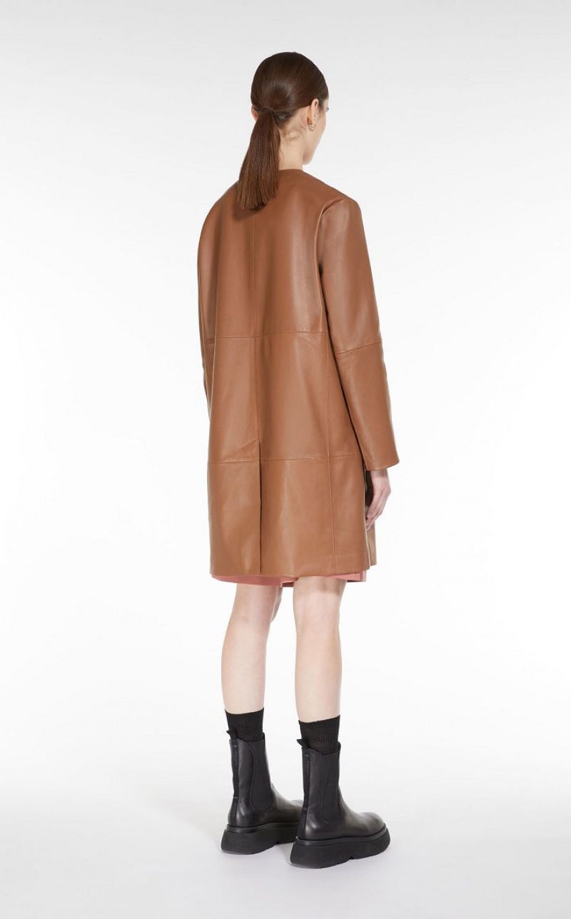 TOBACCO MaxMara Duster Coat Leather | MMR594017