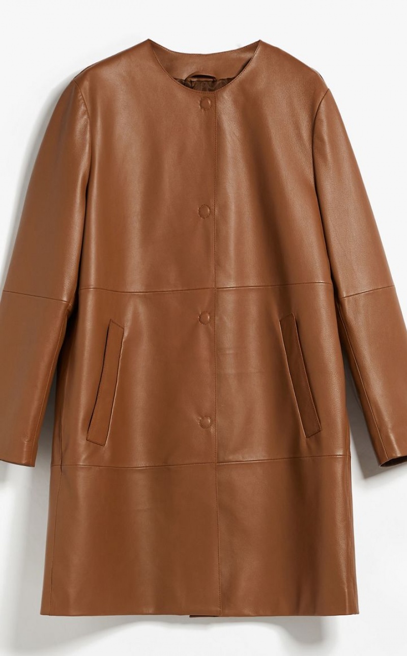 TOBACCO MaxMara Duster Coat Leather | MMR594017