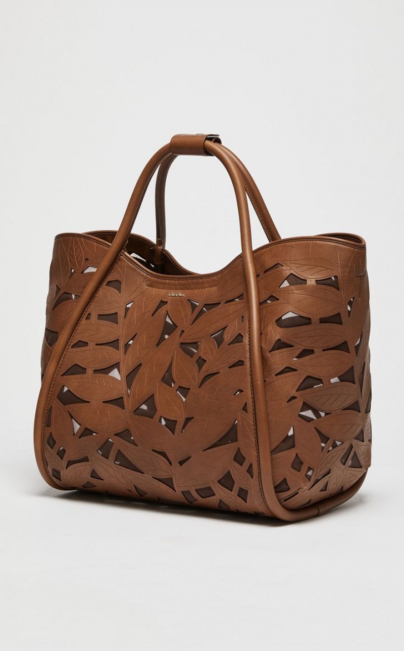 TOBACCO MaxMara In Carved Leather Marine Bag | MMR594125