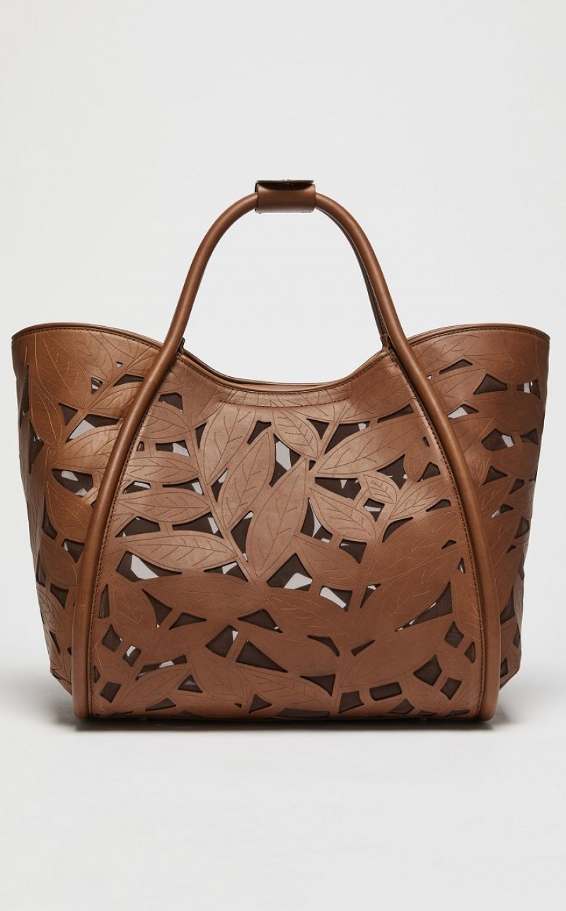 TOBACCO MaxMara In Carved Leather Marine Bag | MMR594125