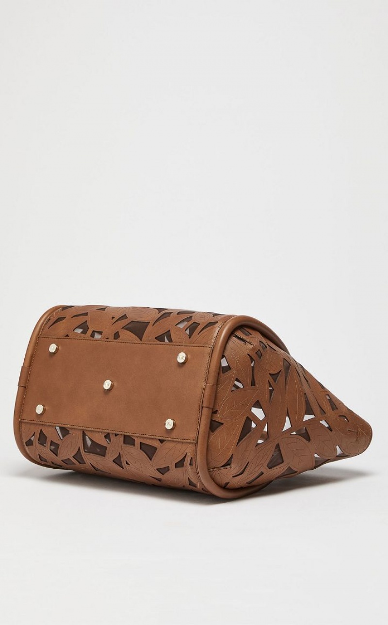 TOBACCO MaxMara In Carved Leather Marine Bag | MMR594125