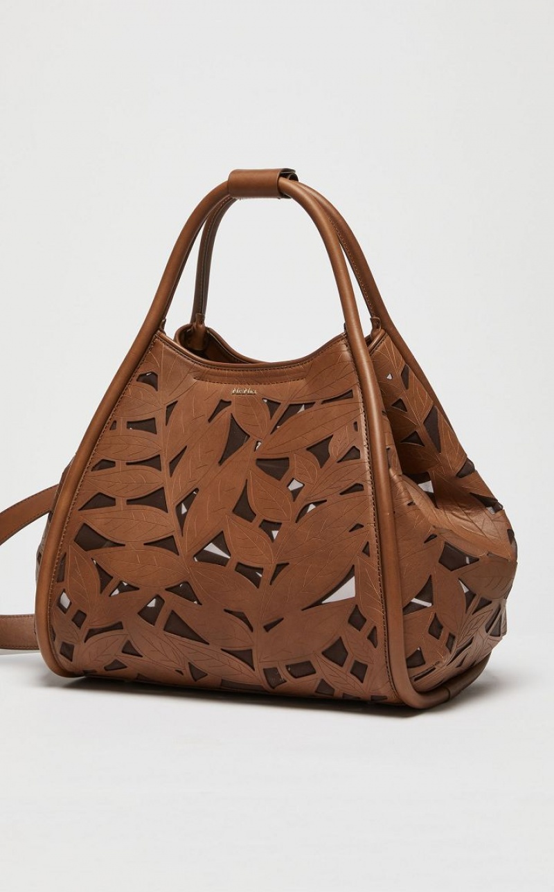 TOBACCO MaxMara In Carved Leather Marine Bag | MMR594125