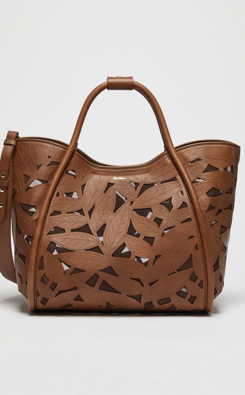 TOBACCO MaxMara In Carved Leather Marine Bag | MMR594125