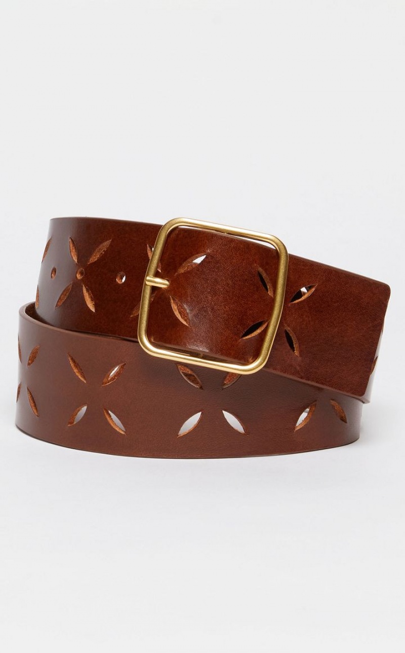 TOBACCO MaxMara Laser-cut Leather Belts | MMR594253