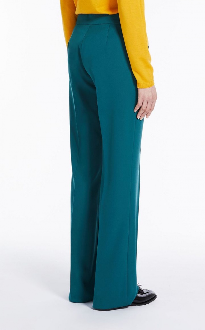 TURQUOISE MaxMara Flared In Wool Trousers | MMR593813