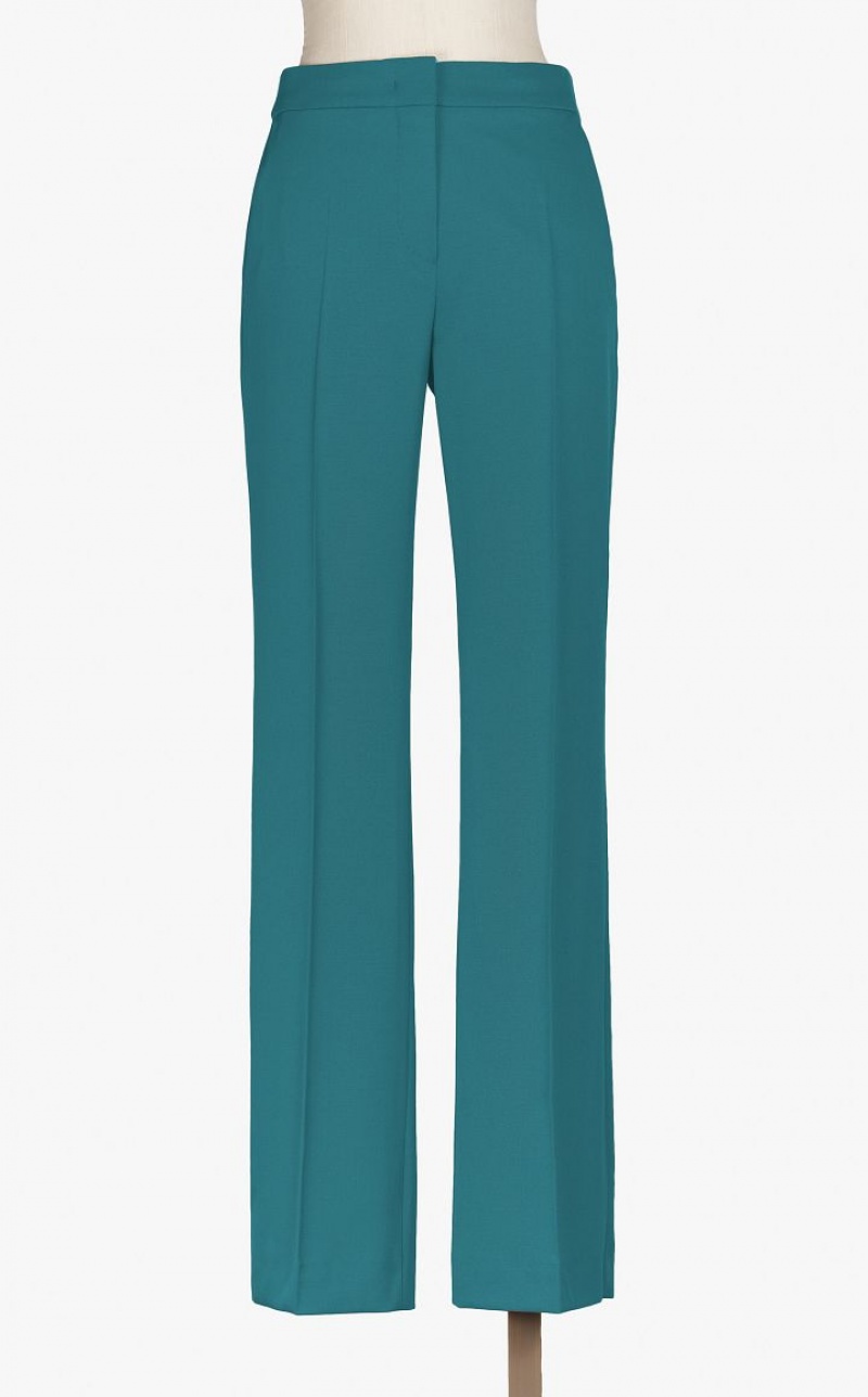 TURQUOISE MaxMara Flared In Wool Trousers | MMR593813