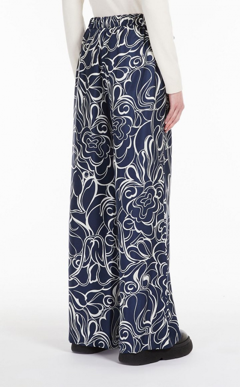 ULTRAMARINE MaxMara Printed Silk Trousers | MMR593802