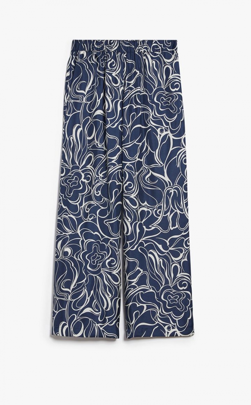 ULTRAMARINE MaxMara Printed Silk Trousers | MMR593802