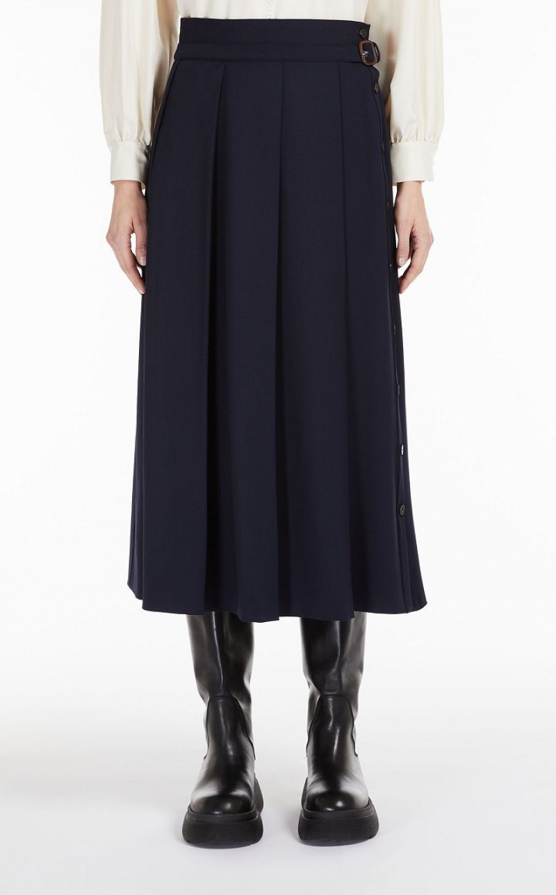 ULTRAMARINE MaxMara Technical Wool Gabardine Skirts | MMR593720