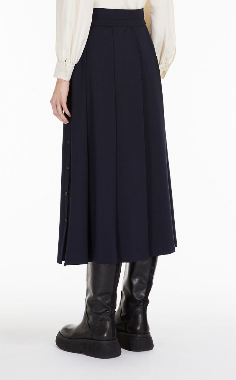 ULTRAMARINE MaxMara Technical Wool Gabardine Skirts | MMR593720