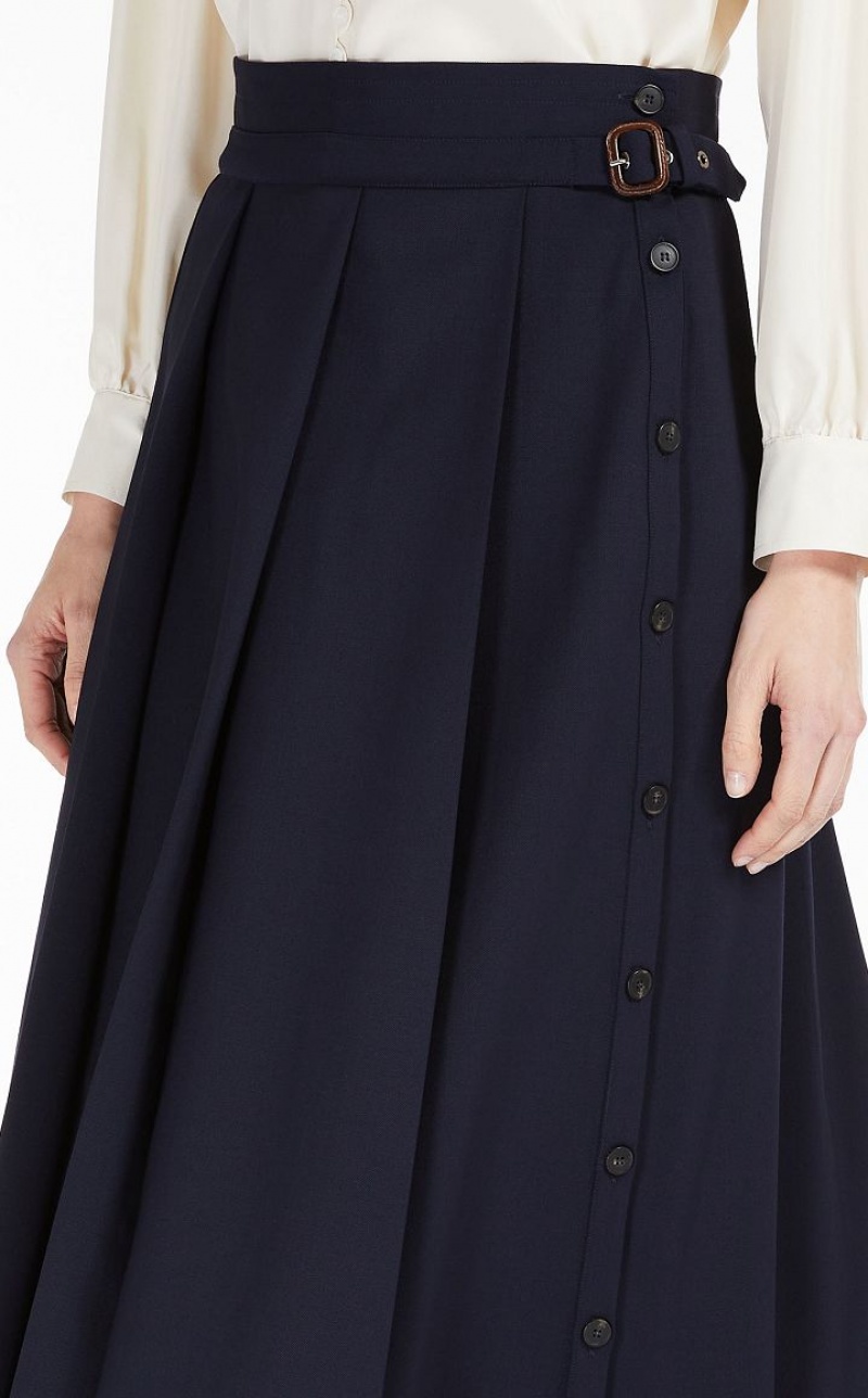 ULTRAMARINE MaxMara Technical Wool Gabardine Skirts | MMR593720