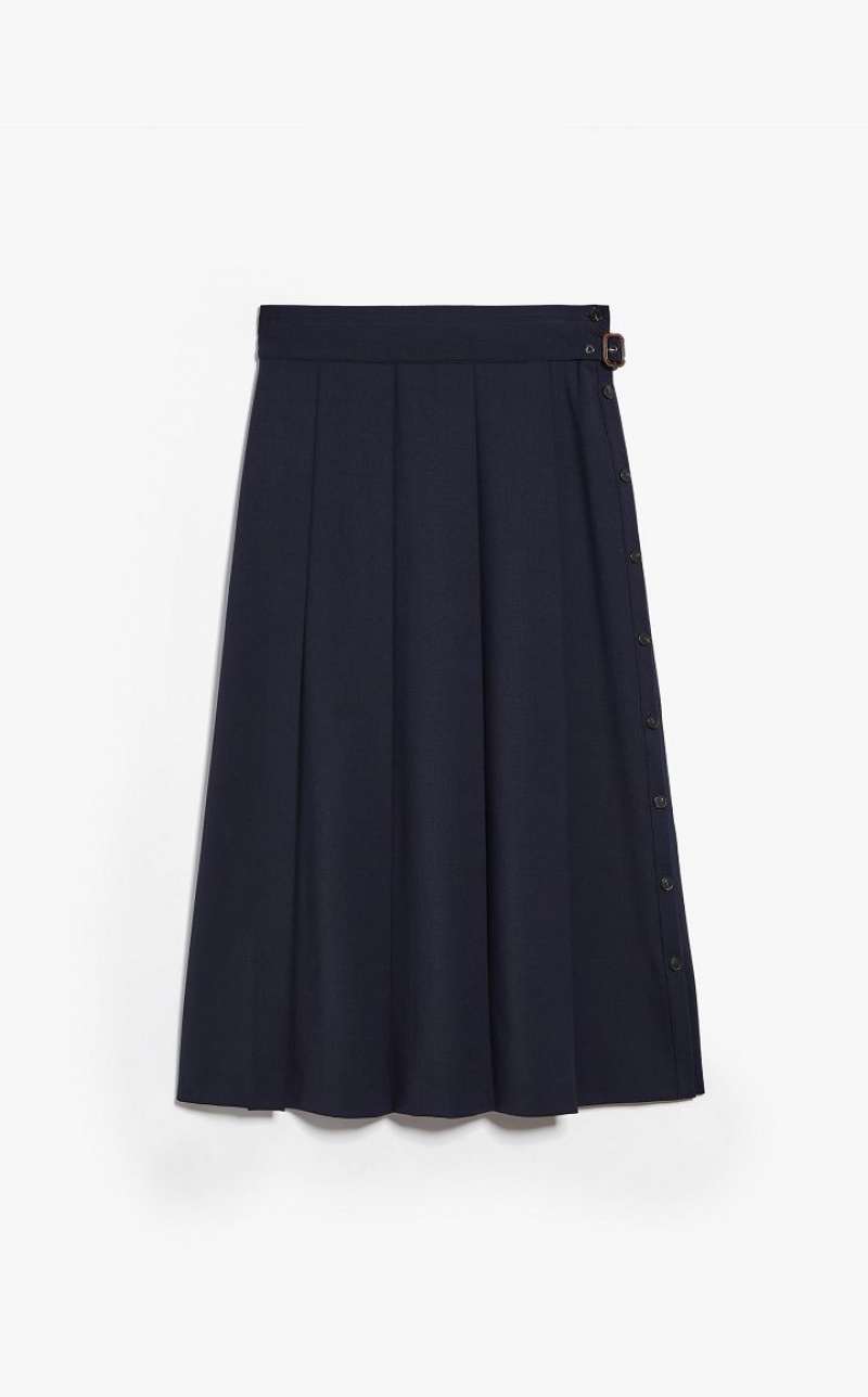 ULTRAMARINE MaxMara Technical Wool Gabardine Skirts | MMR593720