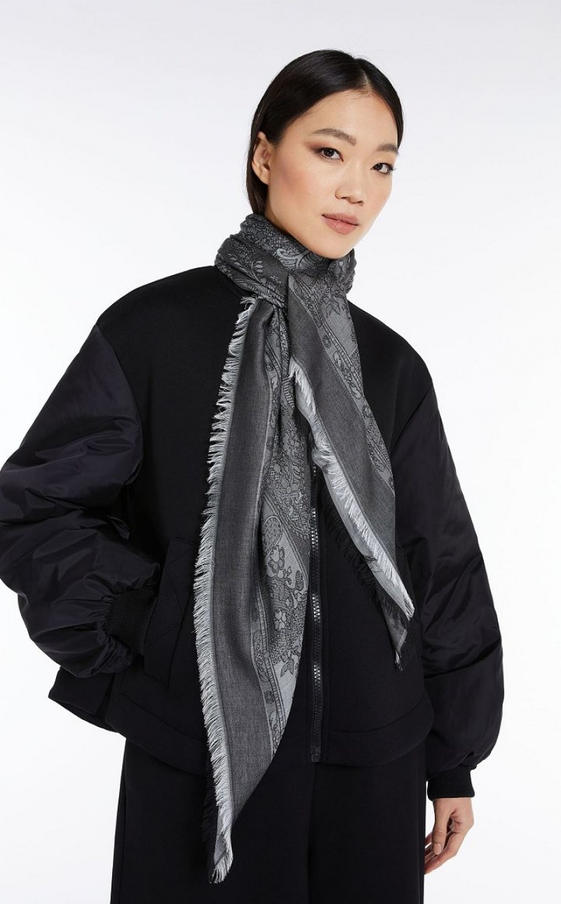 WHITE BLACK MaxMara Viscose And Modal Shawl Scarves | MMR594257