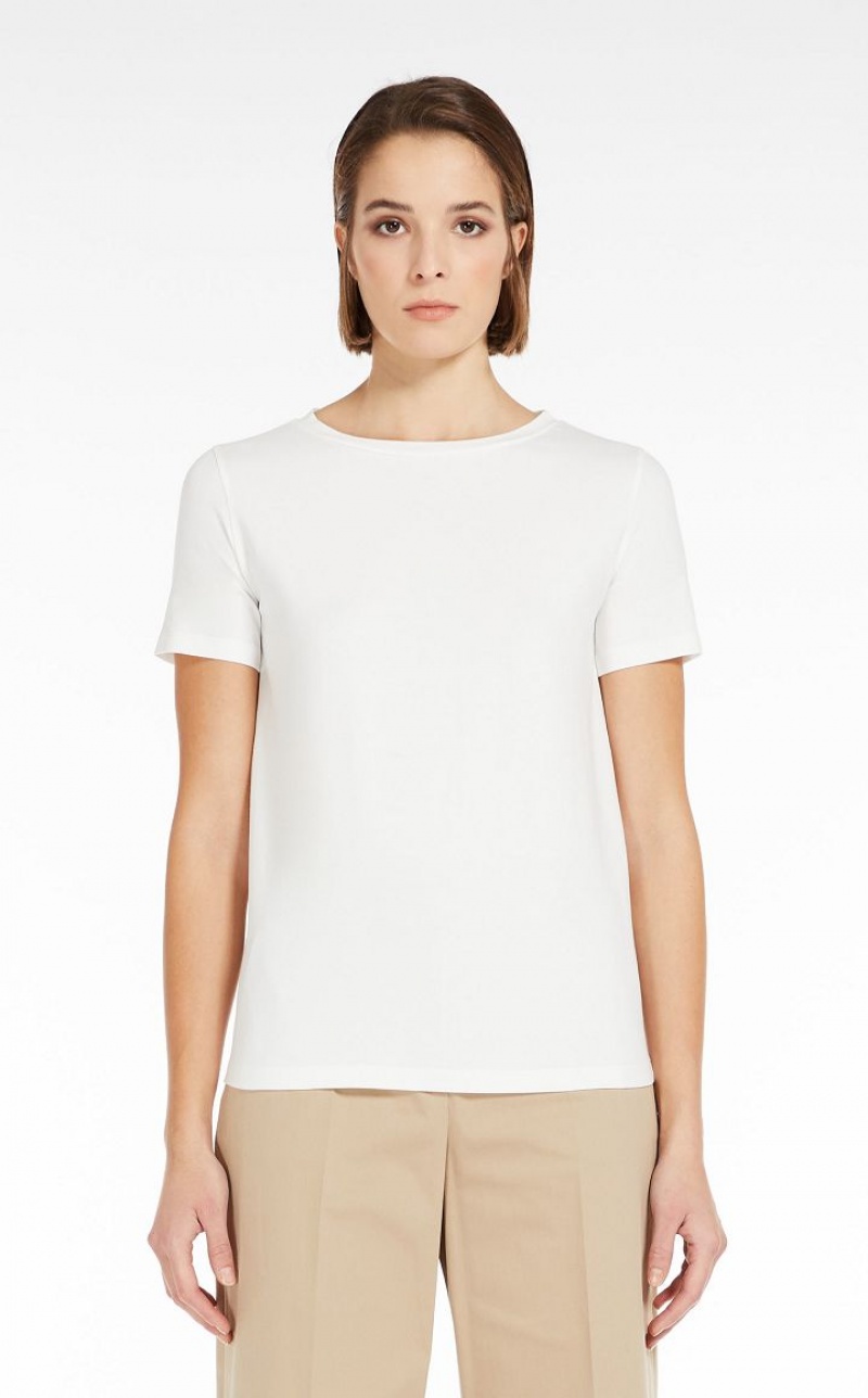 WHITE MaxMara Basic Jersey T-shirts | MMR593673