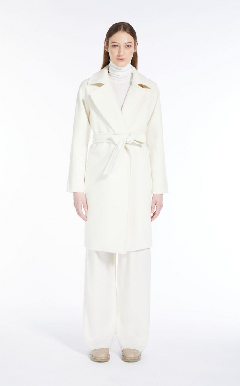 WHITE MaxMara Cashmere And Wool Robe Coats | MMR593879