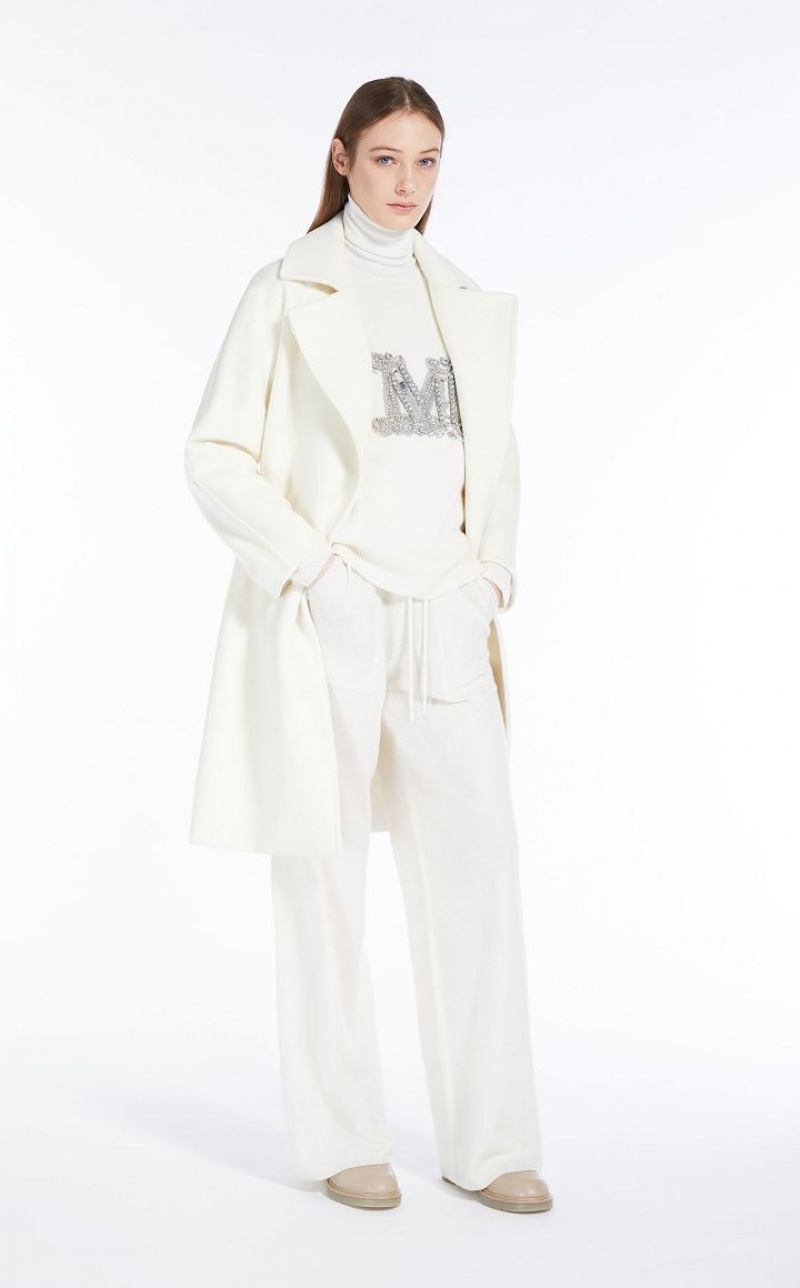 WHITE MaxMara Cashmere And Wool Robe Coats | MMR593879