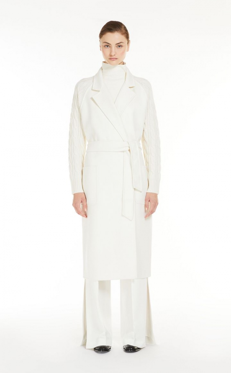 WHITE MaxMara Cashmere And Wool Robe Coats | MMR593887