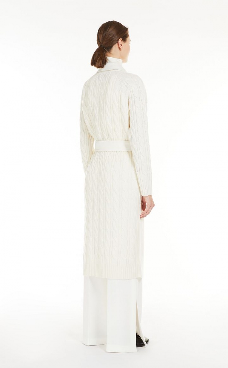 WHITE MaxMara Cashmere And Wool Robe Coats | MMR593887