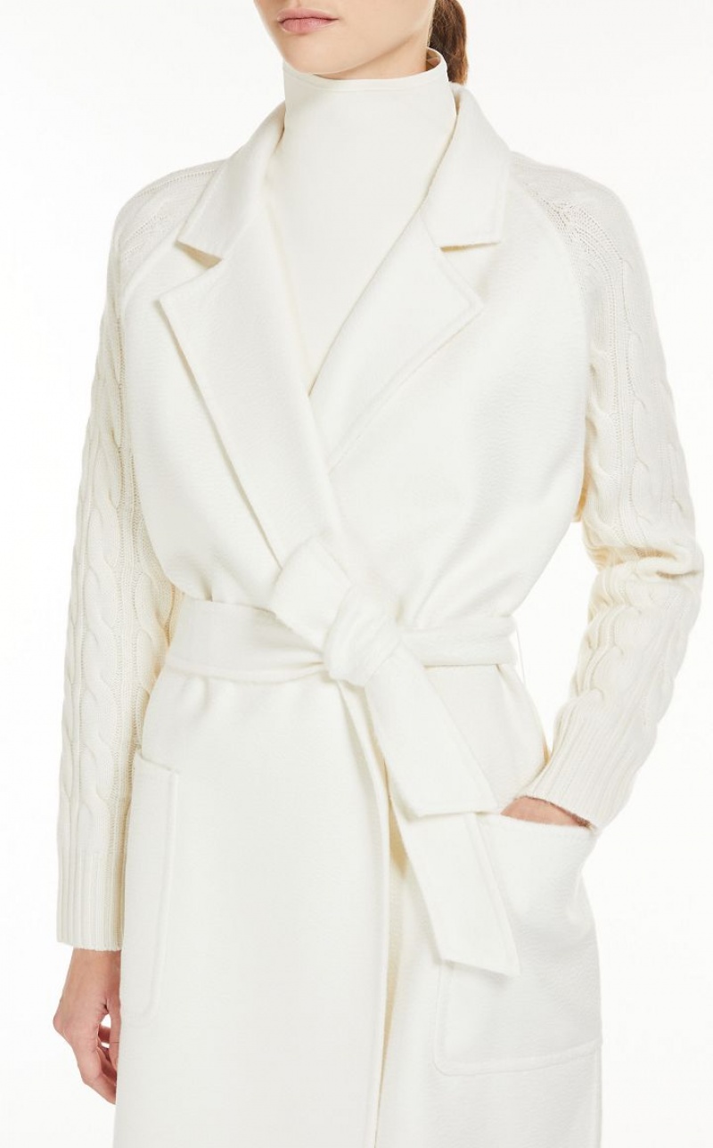 WHITE MaxMara Cashmere And Wool Robe Coats | MMR593887