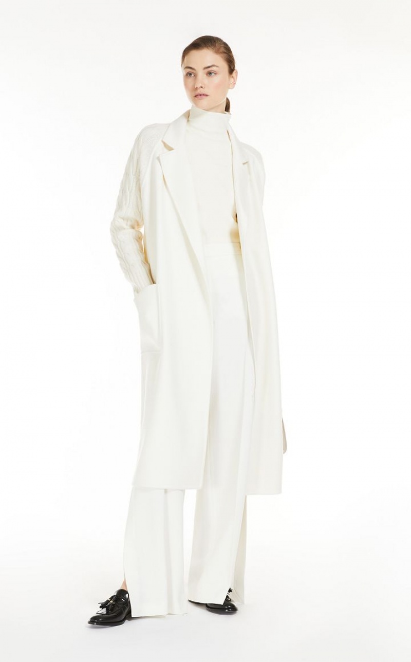 WHITE MaxMara Cashmere And Wool Robe Coats | MMR593887