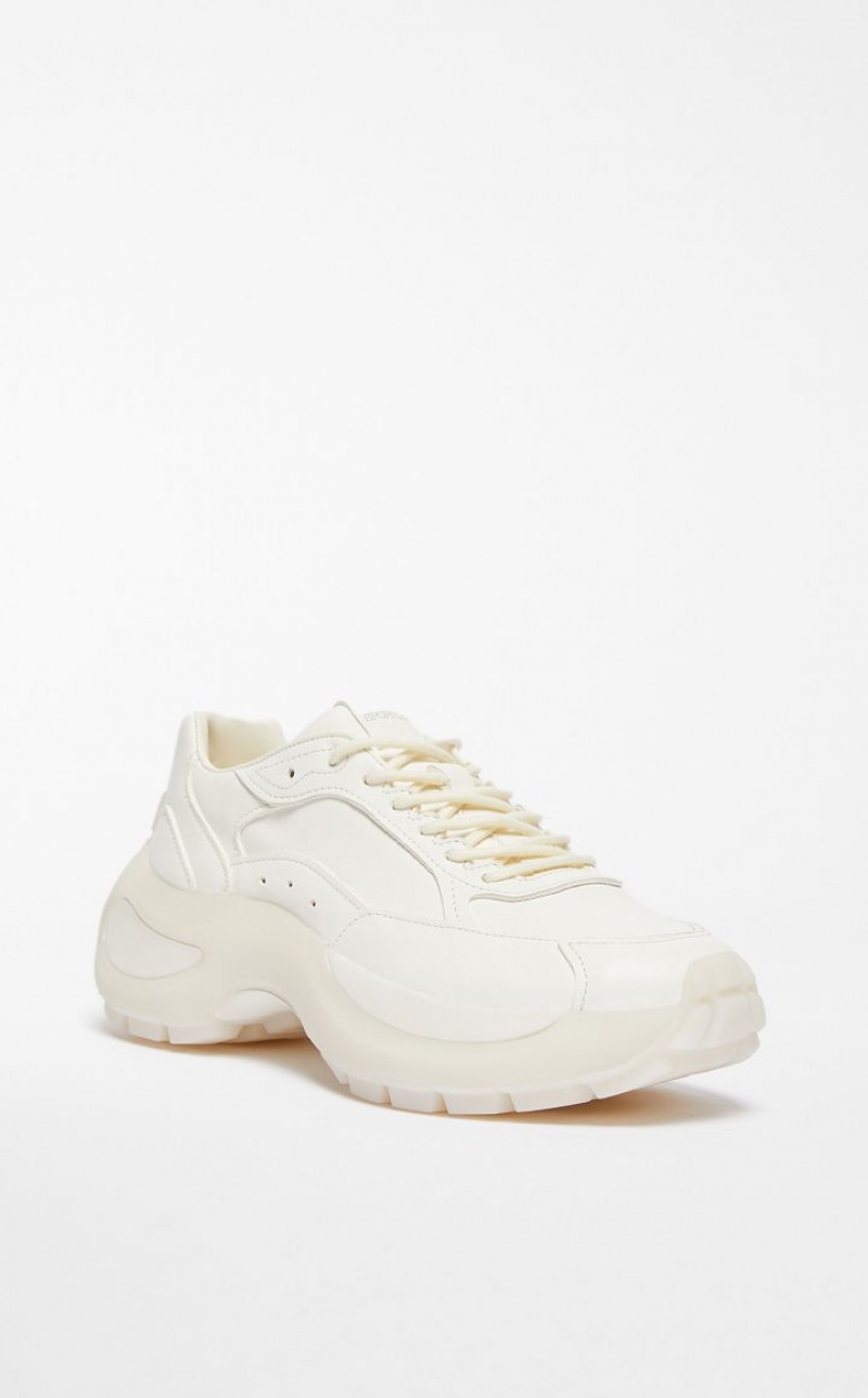 WHITE MaxMara Chunky-sole Leather Sneakers | MMR594208