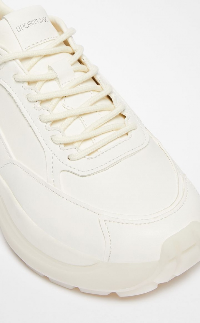 WHITE MaxMara Chunky-sole Leather Sneakers | MMR594208