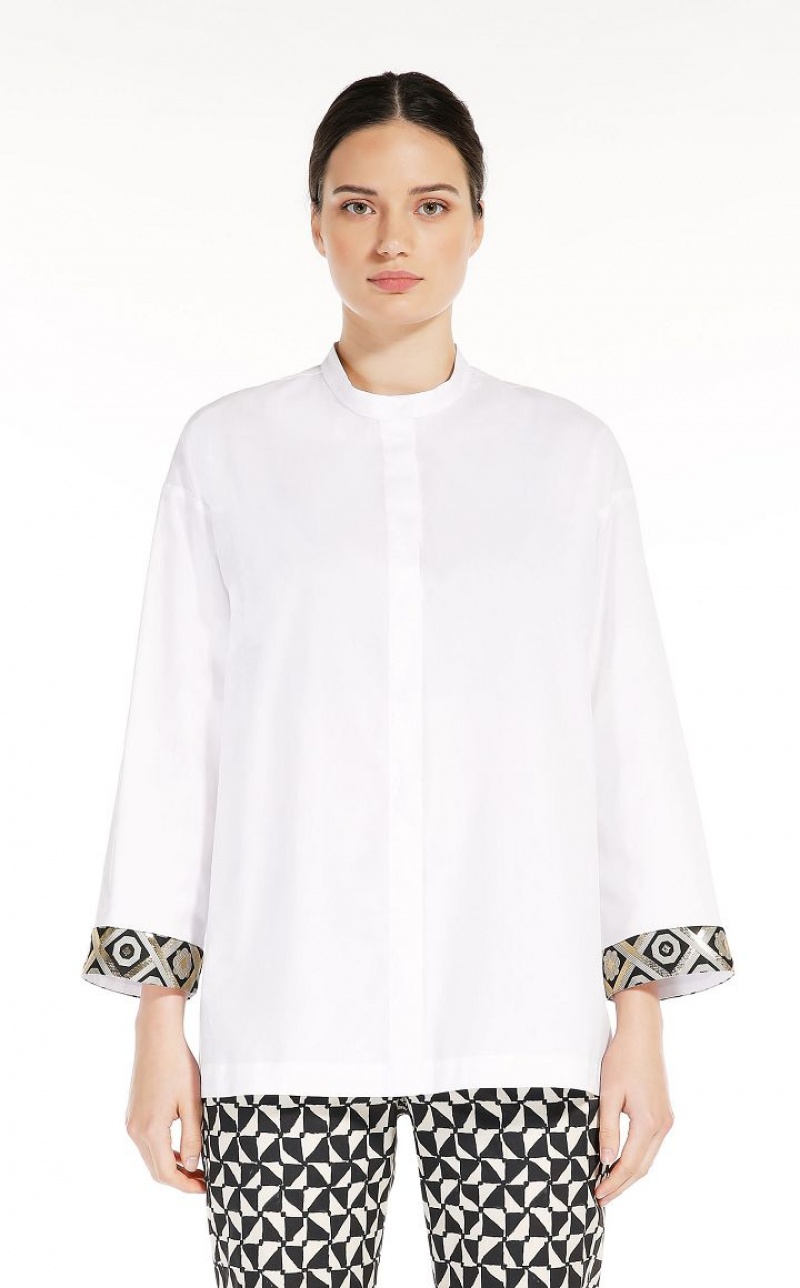 WHITE MaxMara Cotton Oxford Blouses | MMR593564