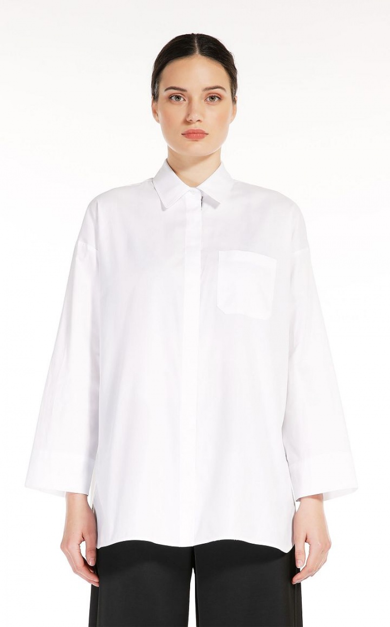 WHITE MaxMara Cotton Oxford Blouses | MMR593612