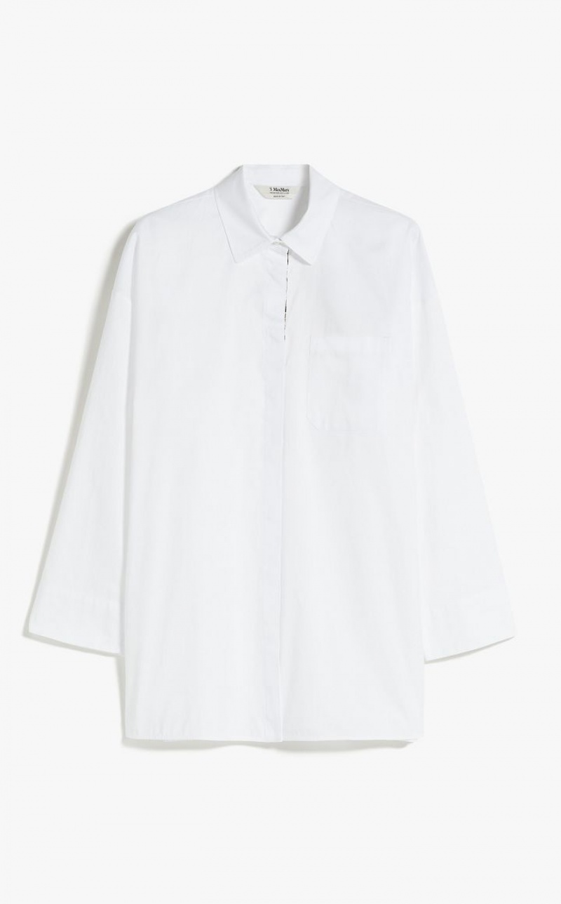 WHITE MaxMara Cotton Oxford Blouses | MMR593612