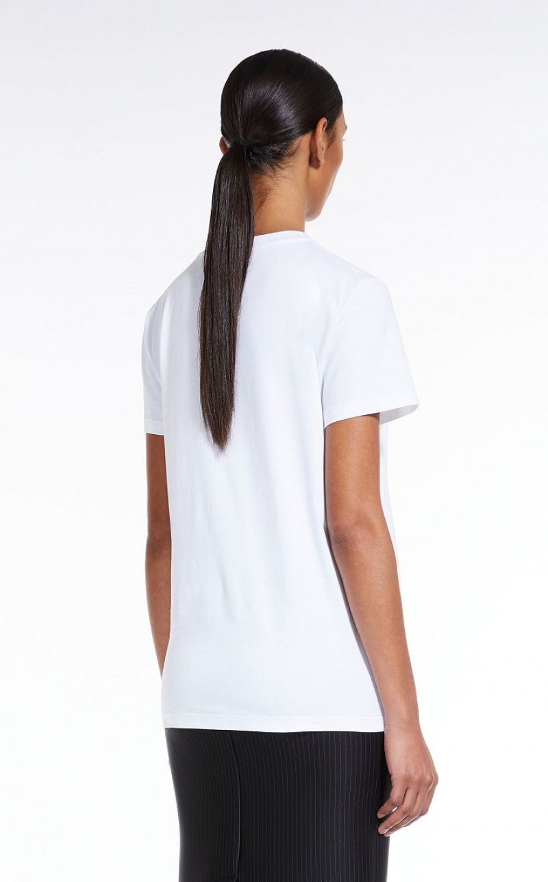 WHITE MaxMara Cotton With Wegman Print T-shirts | MMR593665