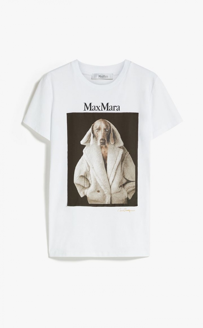 WHITE MaxMara Cotton With Wegman Print T-shirts | MMR593665