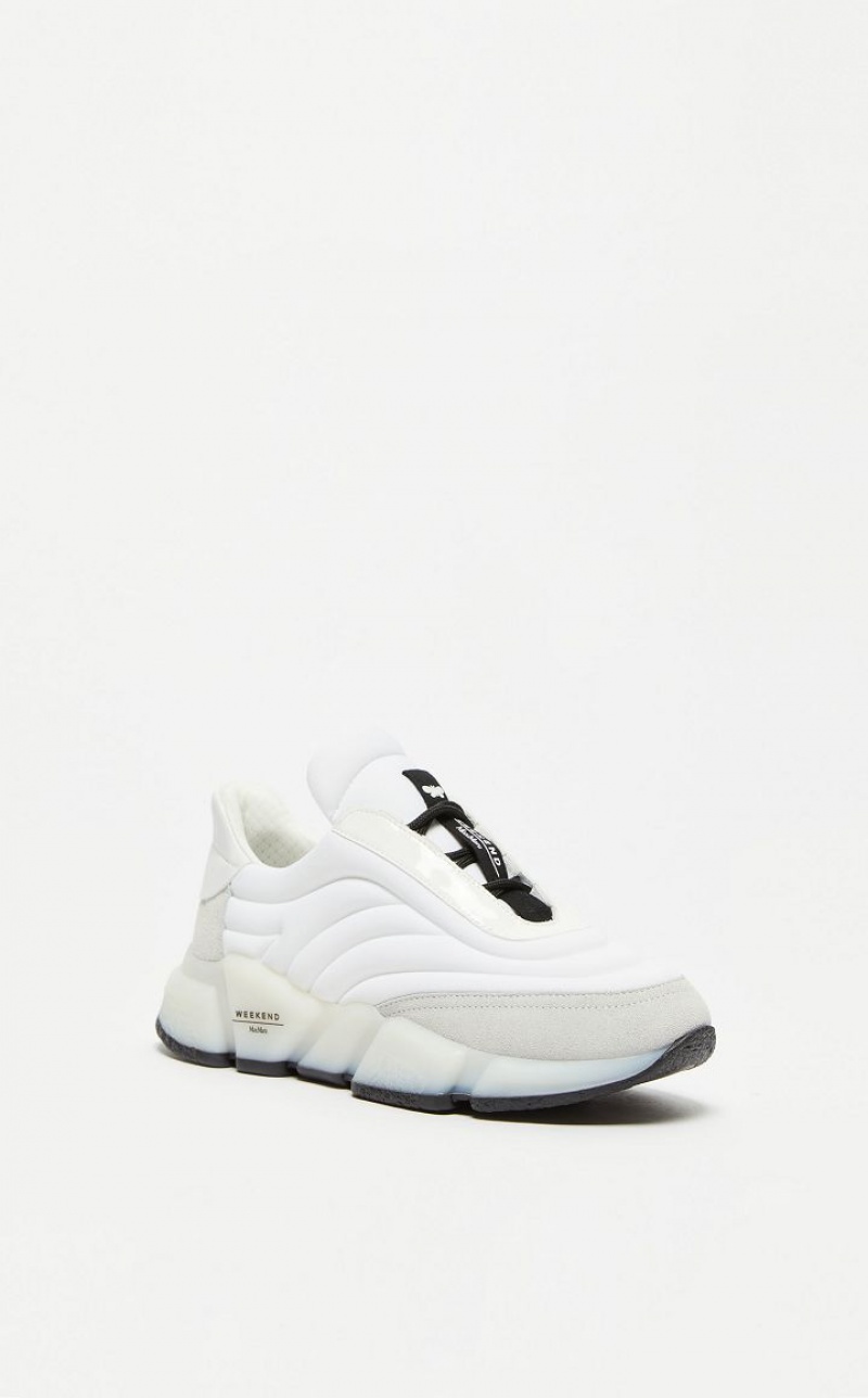 WHITE MaxMara Nylon And Leather Sneakers | MMR594209