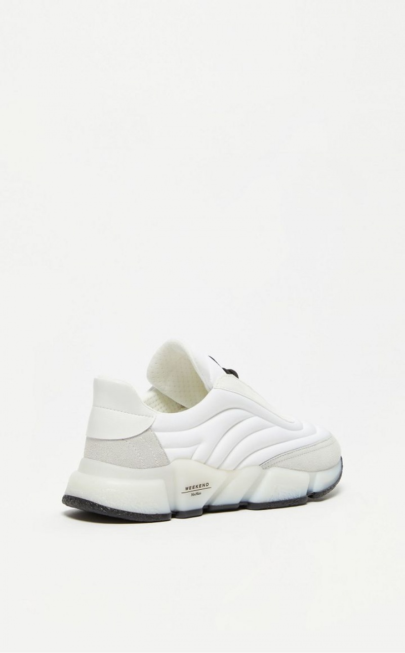 WHITE MaxMara Nylon And Leather Sneakers | MMR594209