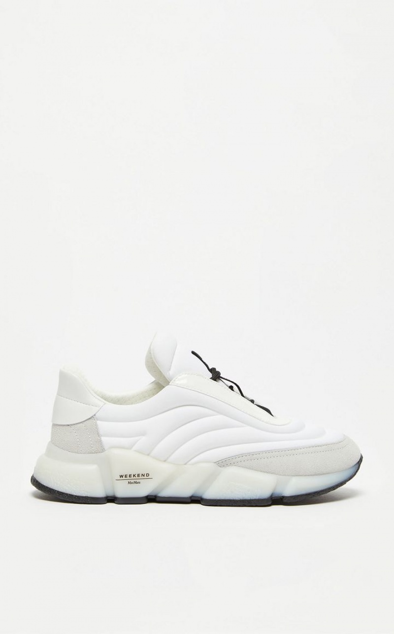 WHITE MaxMara Nylon And Leather Sneakers | MMR594209